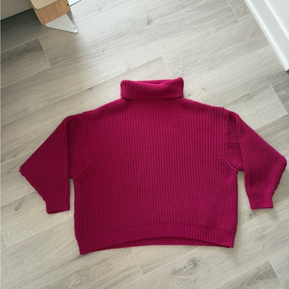 Free People Sweaters - Free People Chunky Knit Turtleneck Sweater Pink Oversized Medium